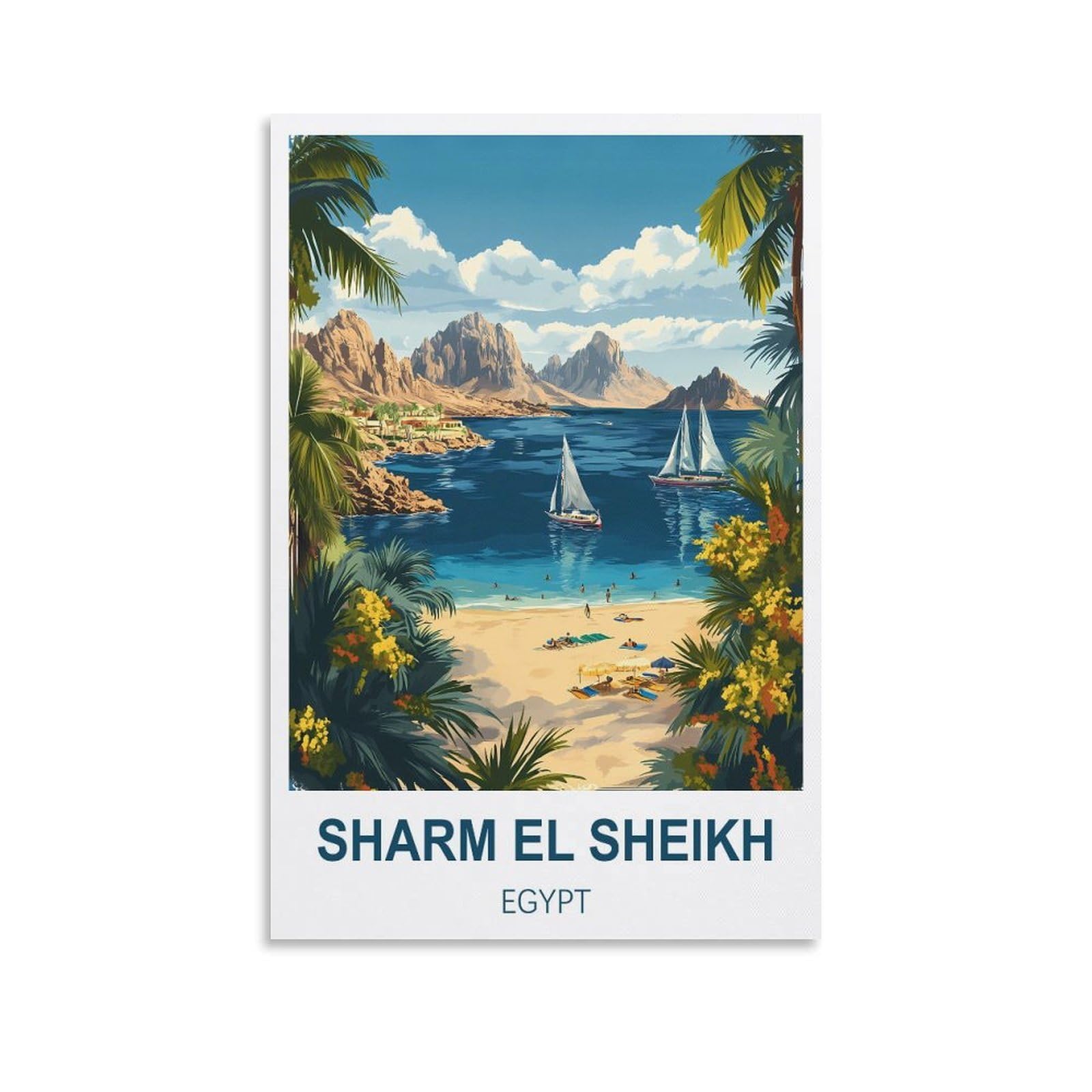 Fjiwecwsq Unframe-Style Sharm El Sheikh Egypt Vintage Travel Posters 08X12inch(20X30cm) Canvas Wall Art Painting Prints