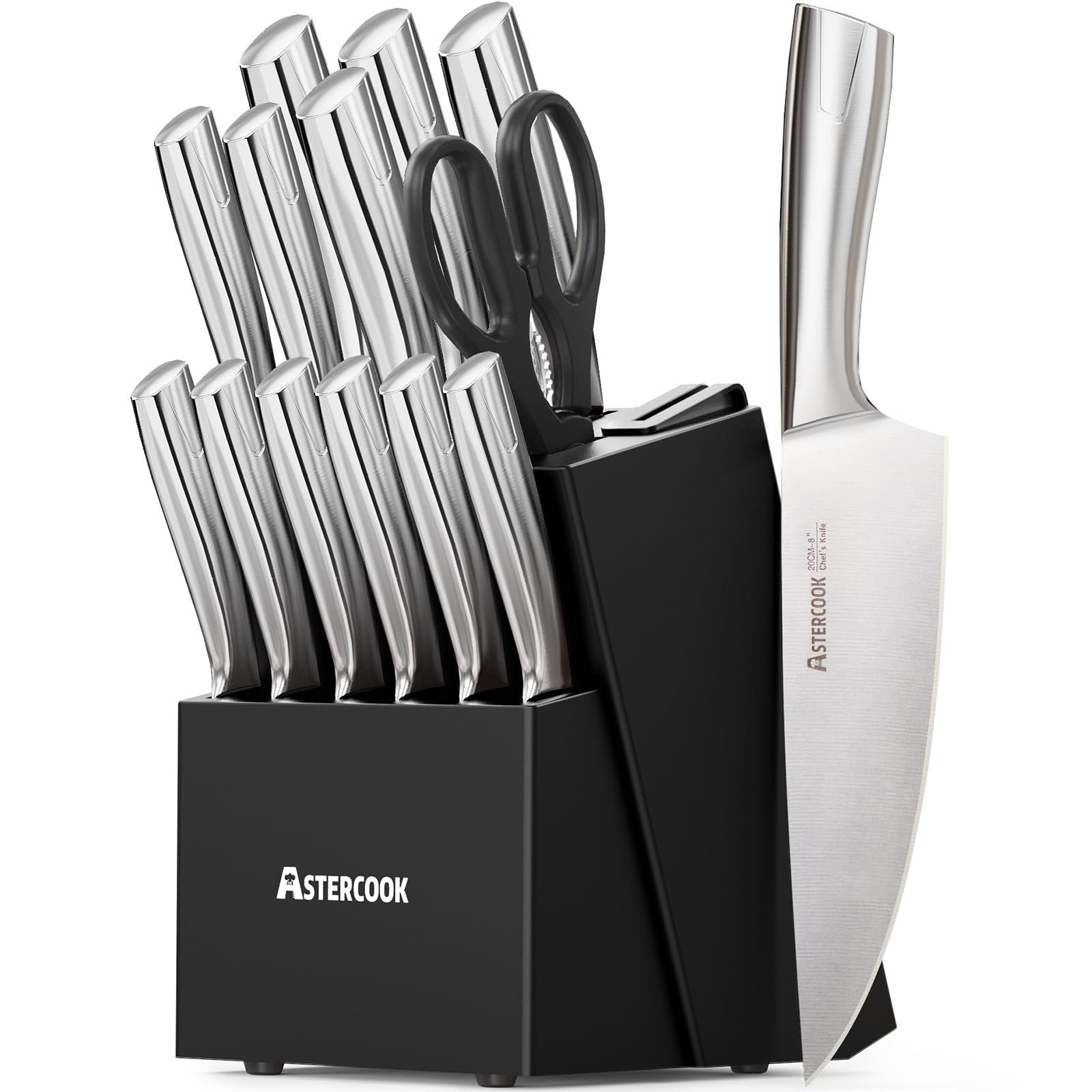 Astercook Modern Black Pro 15-Piece Knife Set