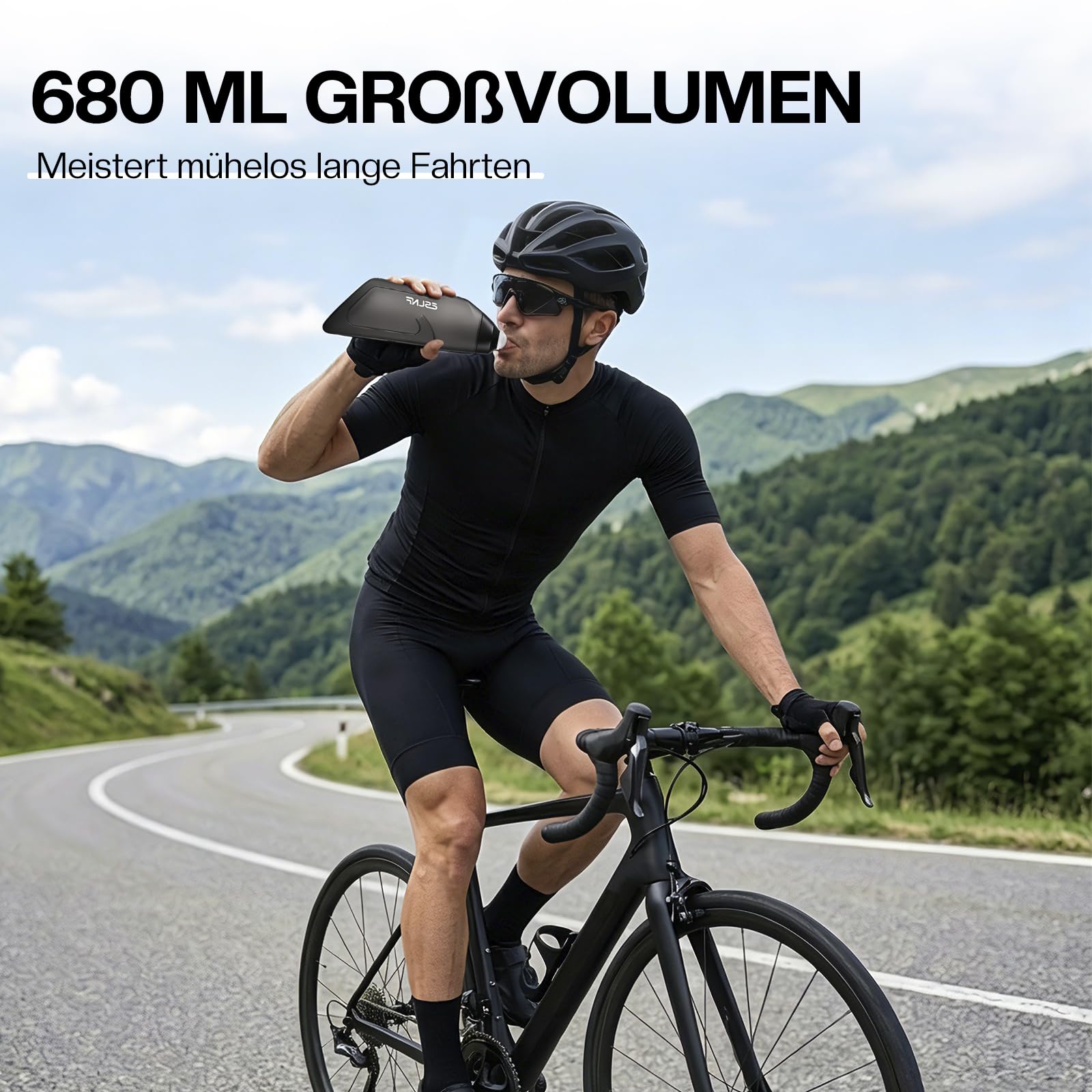 Bidon rowerowy o pojemności 680 ml, szczelny/ściskany, PP5/wielokrotnego użytku, z uchwytem na butelkę, lekki jak piórko, akcesoria sportowe i rowerowe, do rowerów wyścigowych i górskich