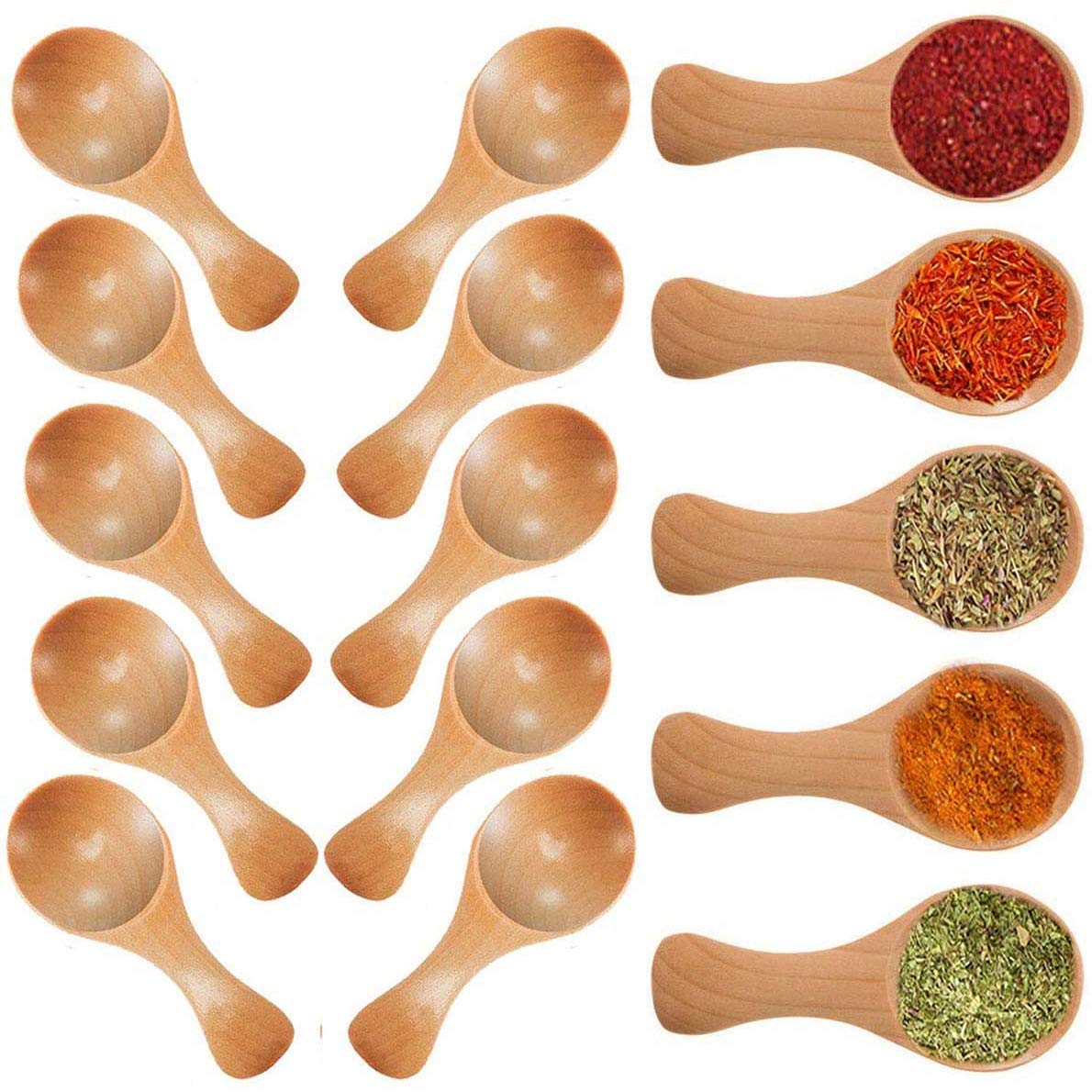CTRLZS Small Wooden Spoons Mini Tasting Spoons Condiments Salt Spoons for Kitchen Cooking Seasoning Oil Coffee Tea Sugar 20Pcs