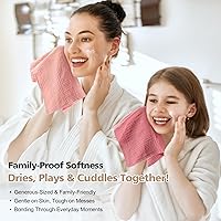 Vista 4 de MUKIN Toallitas para bebé, paños para eructar de muselina y toallas para recién nacidos, toalla de baño de algodón absorbente, paquete de 5, 12x12