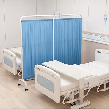 Folding Rolling Privacy Screen, Medical Privacy Screen On Wheels, 6ft Tall Foldable Room Divider Clinic/Exam Room Temporary Fence Saves Space Color Blue, Size 3-Panel