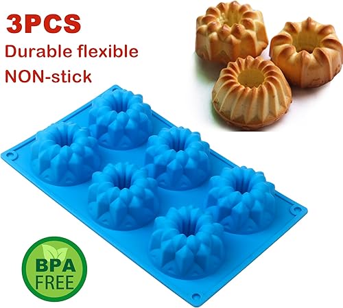 Miniatura 4 de Sidosir Molde de silicona para pasteles con forma de estrella y estilo vintage, 6 cavidades Heritage, molde de silicona para pasteles familiares,