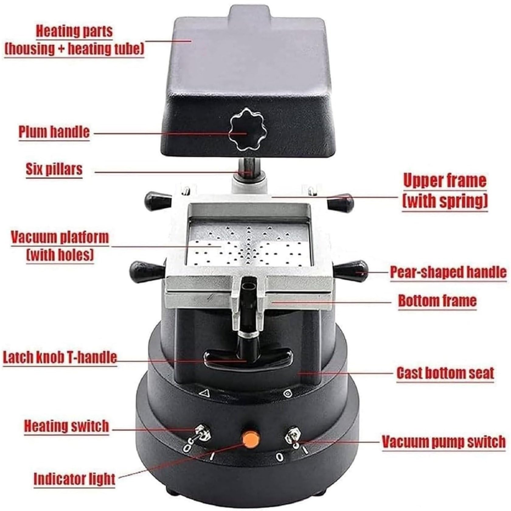 Macchina Per Stampaggio Sottovuoto Per Attrezzature Odontoiatriche, Macchina Per Stampaggio A Pressa Per Termoformatura A Caldo, Macchina Per Stampaggio Sottovuoto Per Laboratorio Odontoiatrico