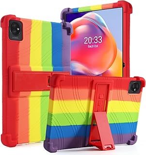 DUEDUE Case for Blackview Tab 7 WiFi/Tab 8 WiFi/Tab A7 Tablet, Soft Silicone Tablet Case with Adjustable Kickstand Cover for Kids for Blackview Tab 7 WiFi/Tab 8 WiFi/Tab A7 Tablet 10.1 Inch Iridescent