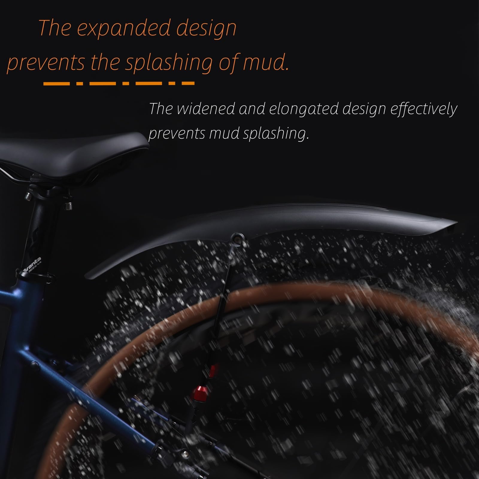 Garde-boue de vélo au design élargi - Protection complète - Tube télescopique en alliage d'aluminium - Longueur réglable