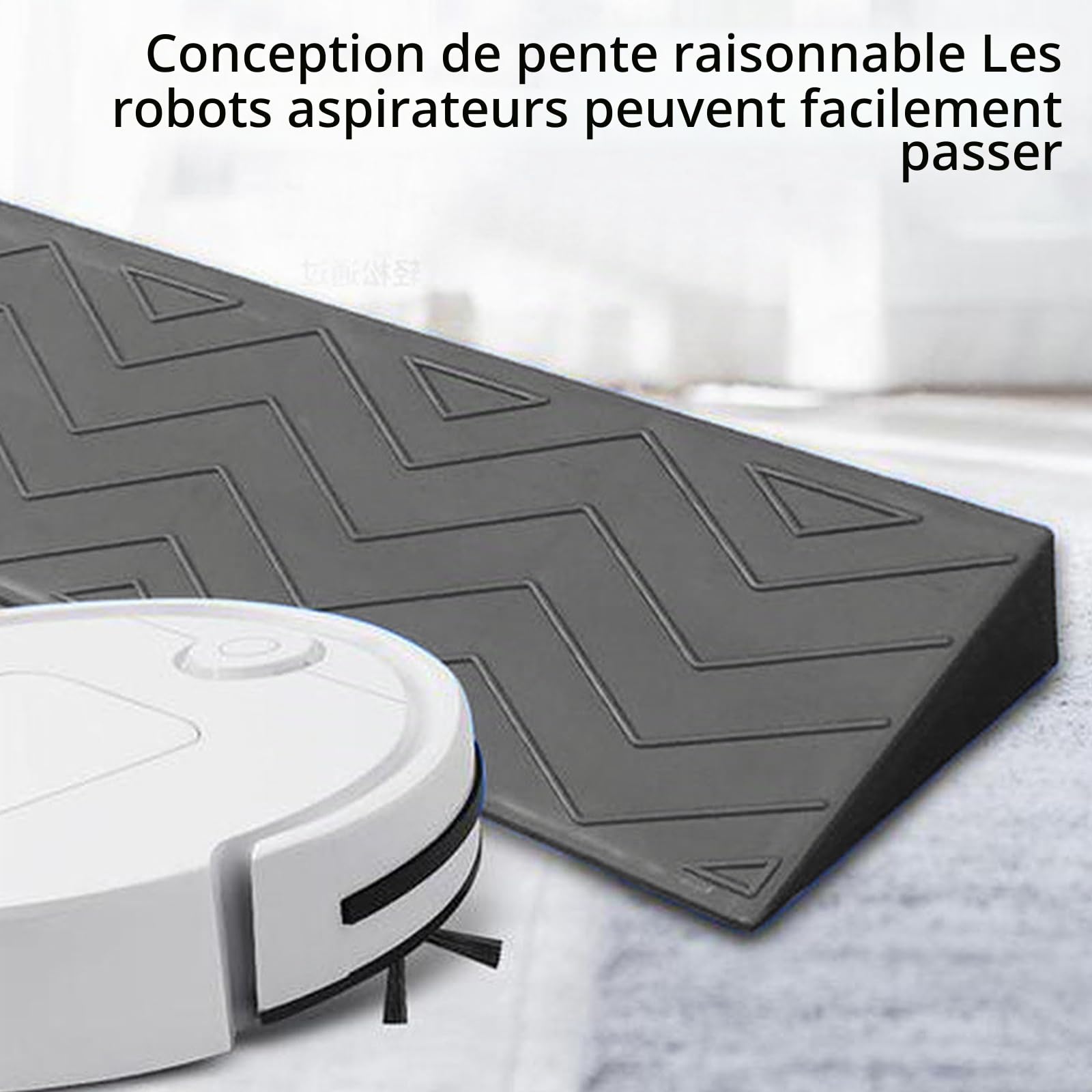 Rampe de Fauteuil Roulant,1-7cm Rampe de Seuil de Porte en Plastique Solide,Ménage Marches Antidérapantes Rampes Porte pour Vélo Fauteuil Roulant Garage Entrepôt (Gris, 100 * 13 * 6cm)