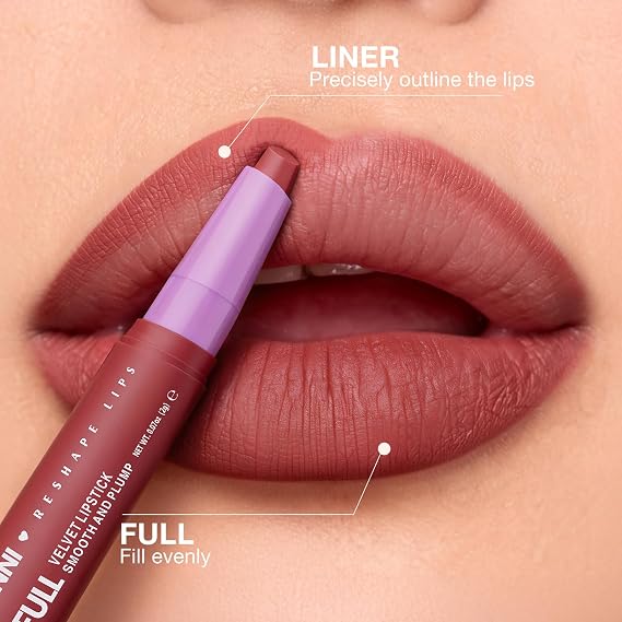 LANGMANNI 4Pcs 2-in-1 Velvet Matte Lipstick Set | All-in-One Lip Liner & Full-Size Lipstick in Unique Teardrop Shape,Gift For Women Makeup Set(#1+2+3+4)