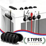 Antonki 10 Pack Cable Clips, Cable Management, Cord Organizer Wire Clip Holders Cord Manage System with Advanced Long Lasting Acrylic Gum for Desktop PC Laptop TV Home Office