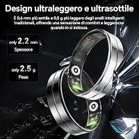 Ultra Vékony Okosgyűrű - 24/7 Pulzus, SpO2, Alvás és Testhőmérséklet Monitorozás, Telefon Távvezérlés, Android iOS, Fekete 3