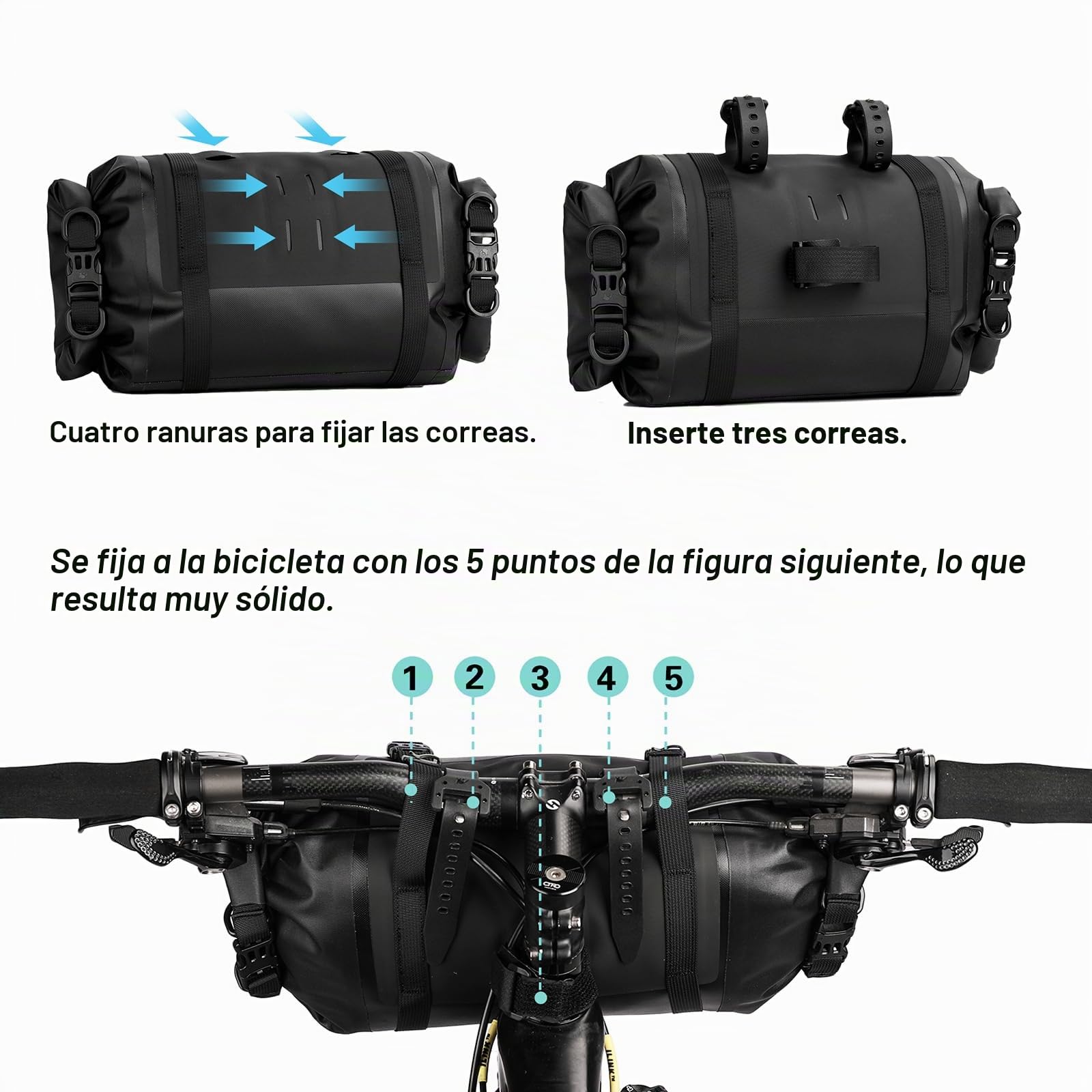 Rhinowalk Juego de 2 bolsas para manillar de bicicleta, resistentes al agua, 12 L, bolsa de hombro