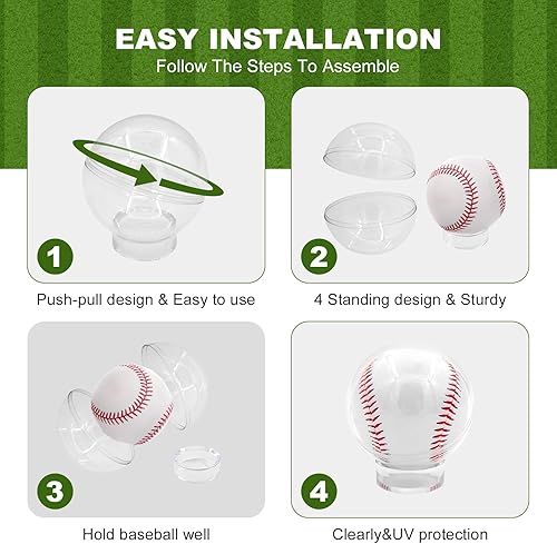Miniatura 4 de Estuche de exhibición de béisbol, 10 unidades, soporte de béisbol de acrílico, transparente, caja de almacenamiento de recuerdos para autógrafos,