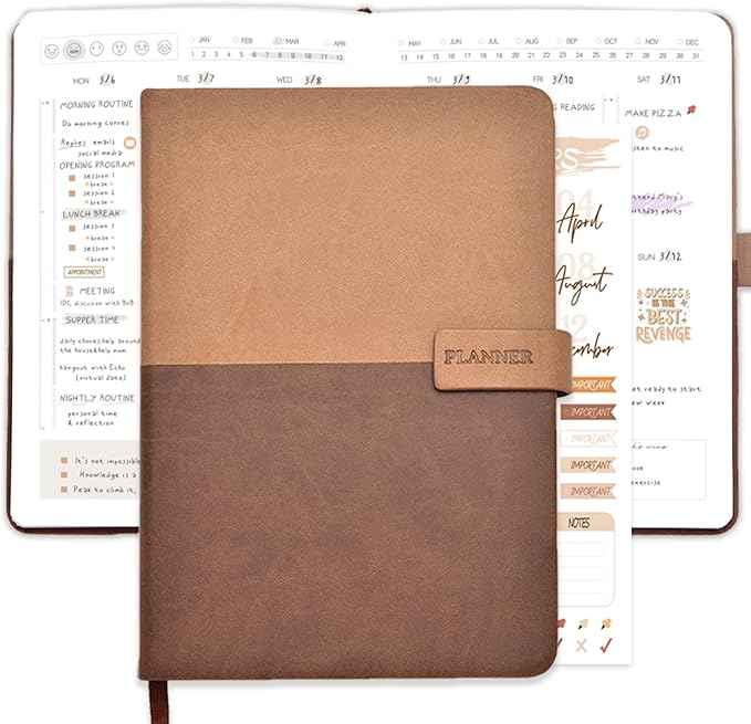 Jueni Weekly Planner Brown Leather Office Products