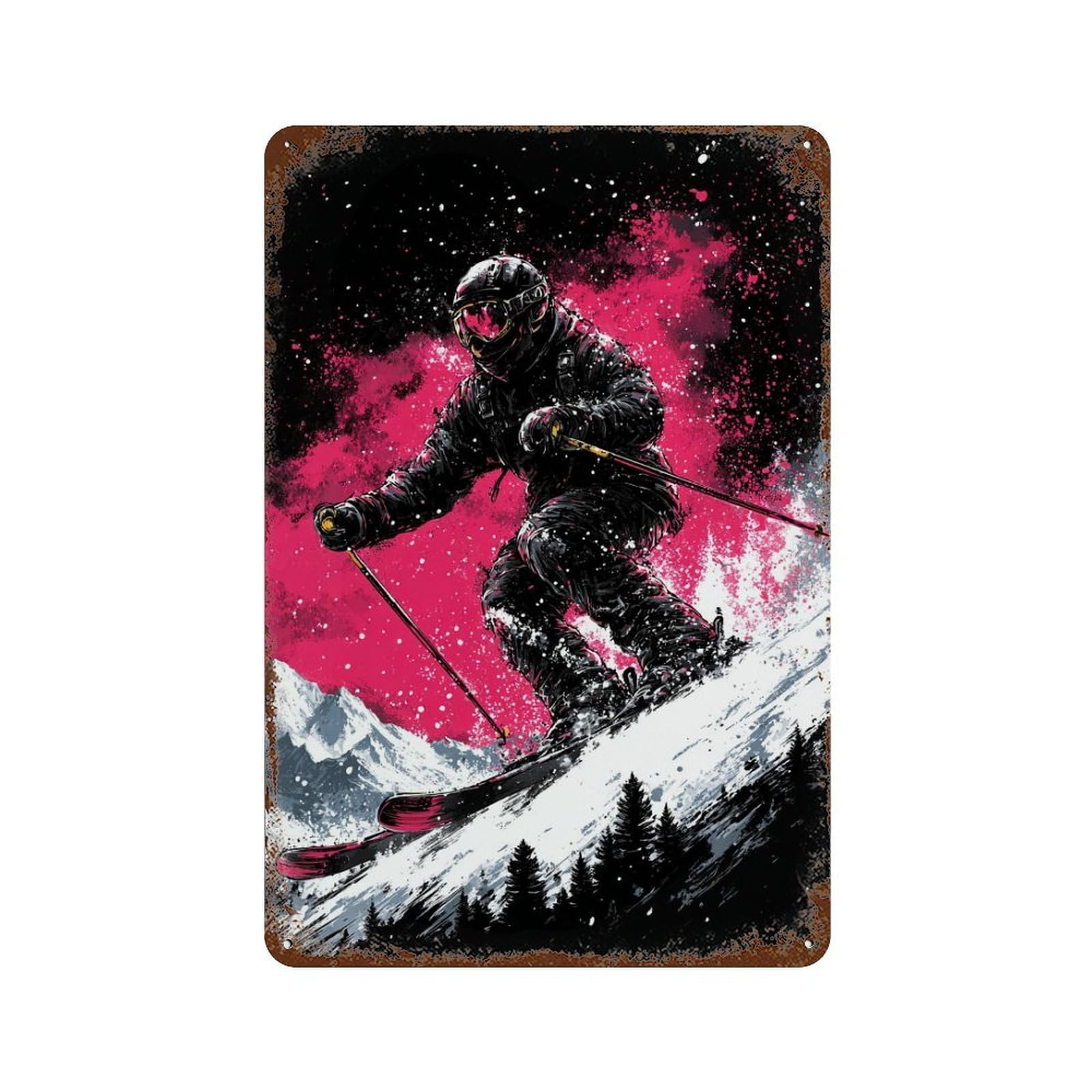 Snowboarder in Action -4 Weathered Tin Sign 11.8"x7.9", Rustic Home Decor for Garage, Bar And Workshop Decor