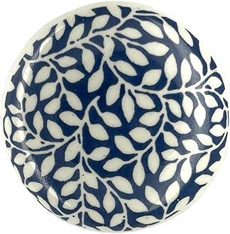 Ceramic Knobs Drawer Pulls for Cabinets and Cupboards (38mm, Gold) - Pack of 4 (Blue)