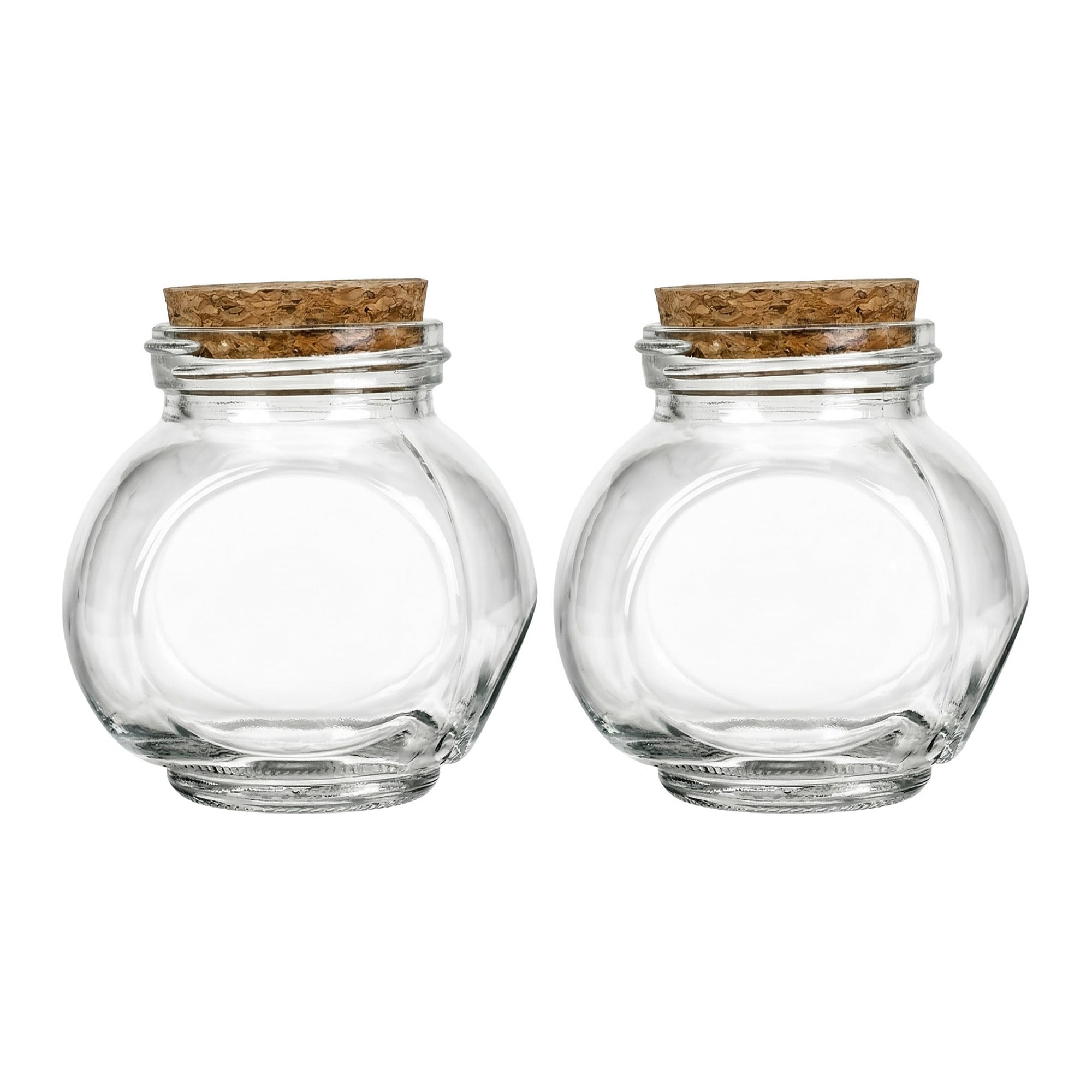 HMETOL 2pcs Decorative Clear Glass Jars with Cork Stoppers