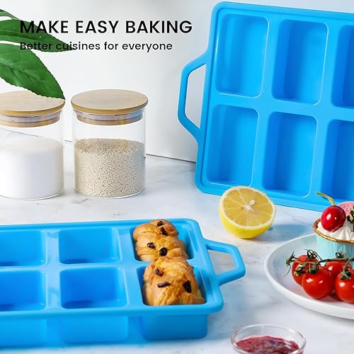 Miniatura 53 de Vinino Paquete de 2 moldes de pan de silicona con marco reforzado de metal, 9.5 x 5 pulgadas, silicona antiadherente de 1 libra, sartén para Rojo