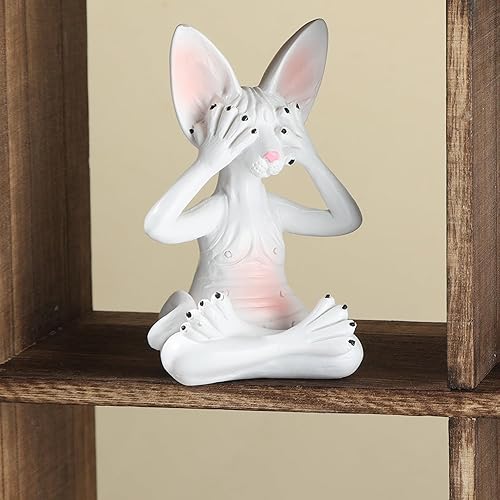 Miniatura 9 de UITWMKTG Paquete de 2 estatuas de gato Sphynx, decoración moderna para el hogar, sala de yoga, estante, escultura de oficina, sala de estar,