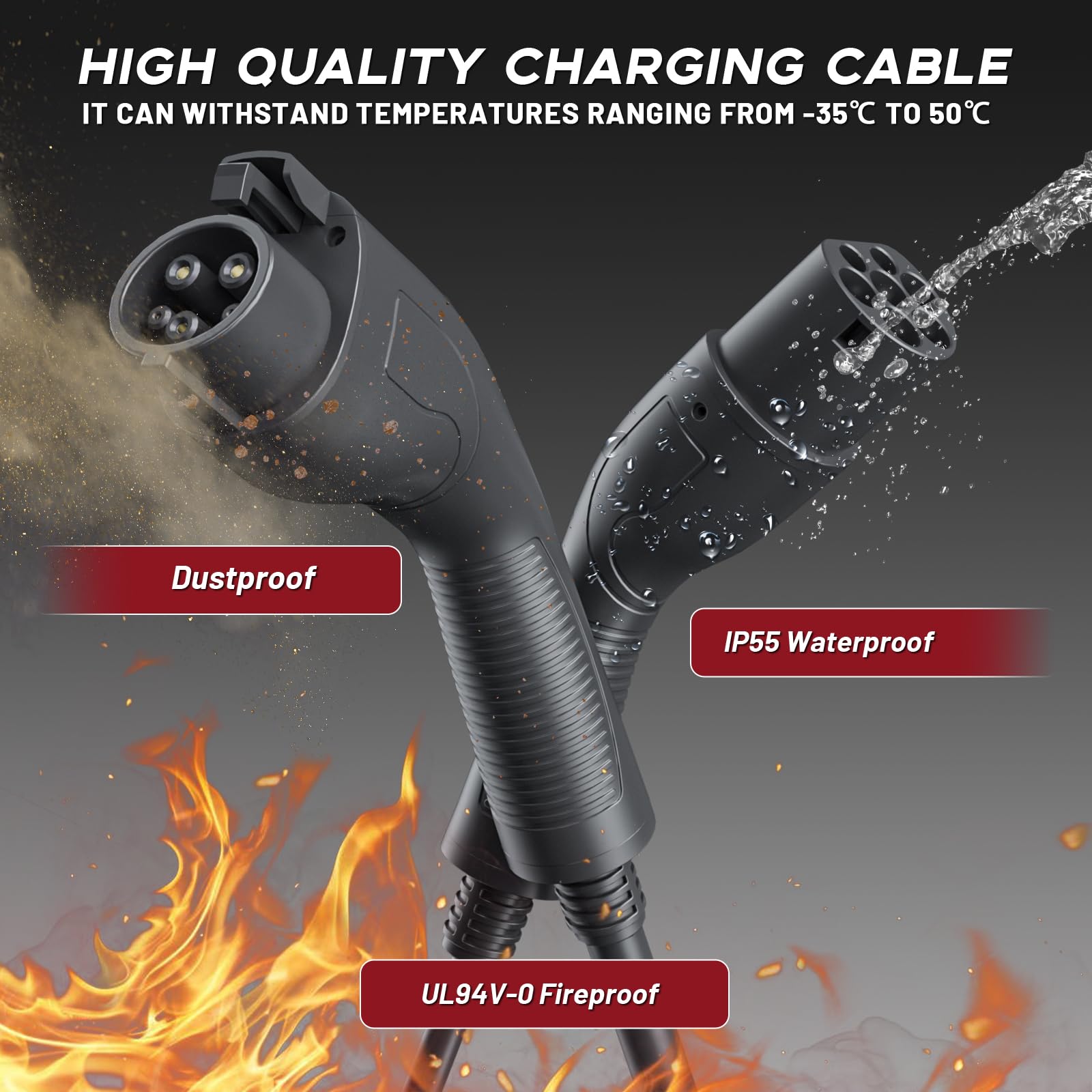 Cavo di Ricarica EV Tipo 2 a Tipo 1 – 5 m, 7,2 kW / 32 A, Maschio Tipo 2 (IEC 62196) a Presa Tipo 1 (SAE J1772), Adattatore di Ricarica per Veicoli Elettrici J1772, per IONIQ 5/Bolt EV/EV6