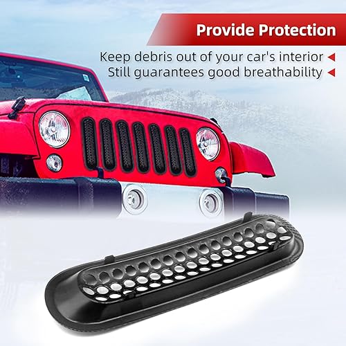 Miniatura 30 de AggAuto Inserto de malla compatible con Jeep Wrangler JK JKU 2007-2018, rejilla frontal de metal de aleación de aluminio negro para accesorios