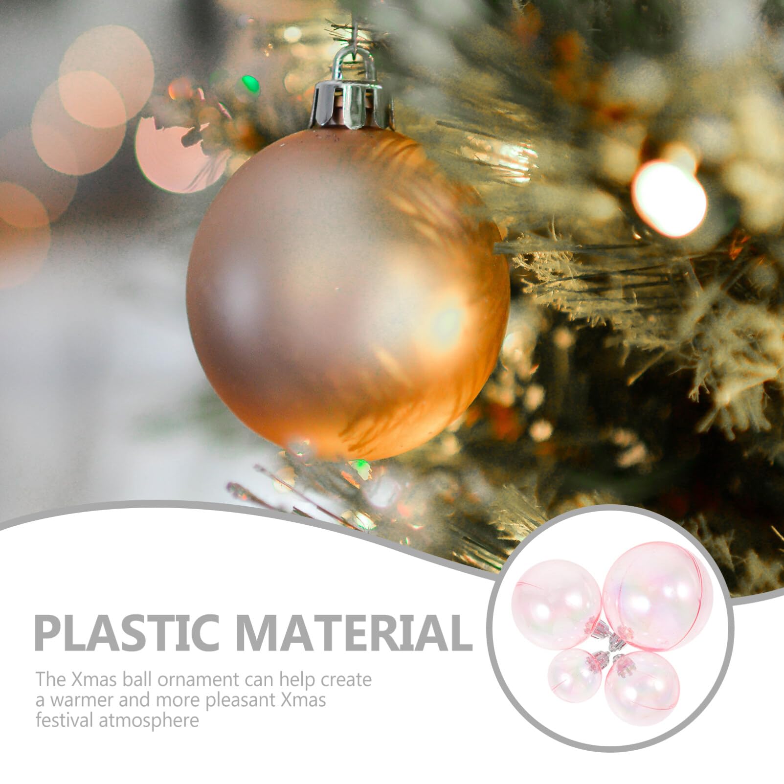 HOMSFOU 40 bolas transparentes colgantes inastillables bolas de árbol de Navidad decoración iridiscente cajas de dulces de boda para decoración de fiesta de boda rosa
