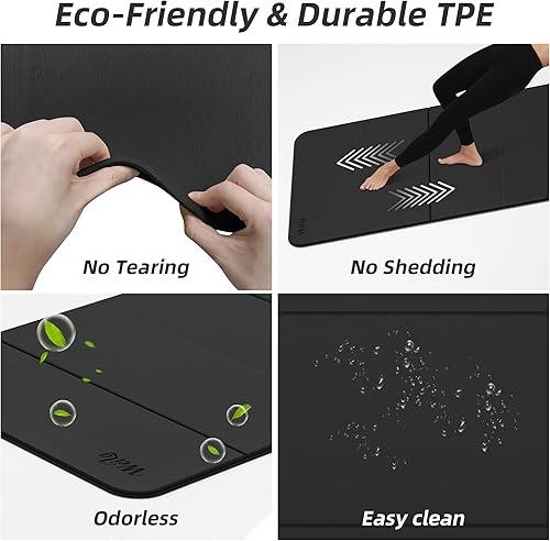 Miniatura 5 de Tapete de yoga plegable grande para pilates, no tóxico, tapete de yoga extra grande de 75 x 32 pulgadas, diseño antideslizante y portátil de 14