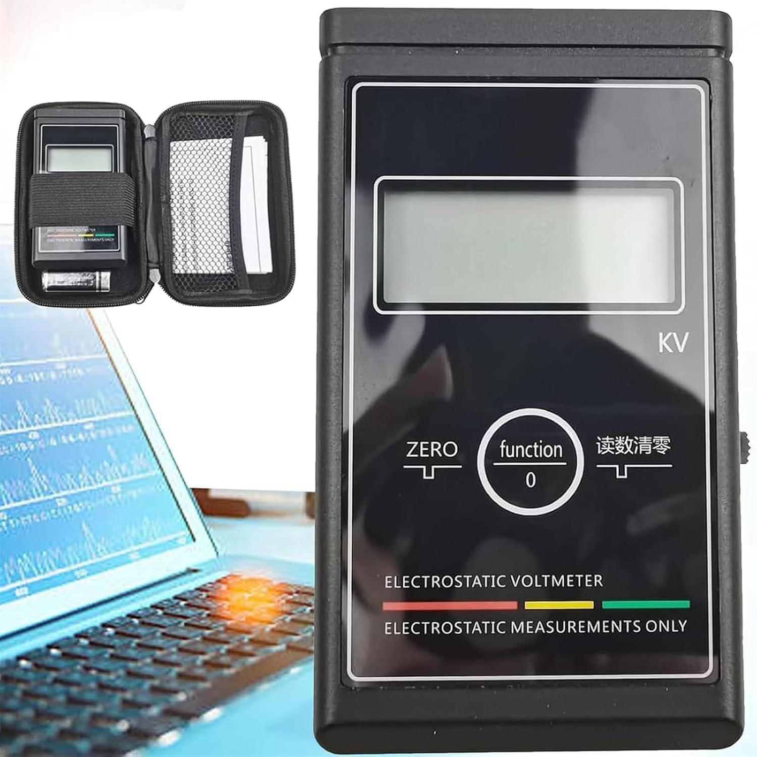 Medidor De Campo Electrostático, Probador Electrostático Portátil De 0–50 Kv con Pantalla LCD, Frecuencia De Aproximadamente 3 Veces/s, Probador Estático, Probador De Equilibrio Iónico para
