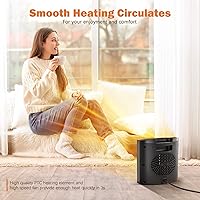 Vista 6 de Space Heater for Indoor Use, Grelife 1500W Dual PTC Portable Heater with Wide Heating Range, Small Electric Heater with 3 Modes Thermostat, Fast
