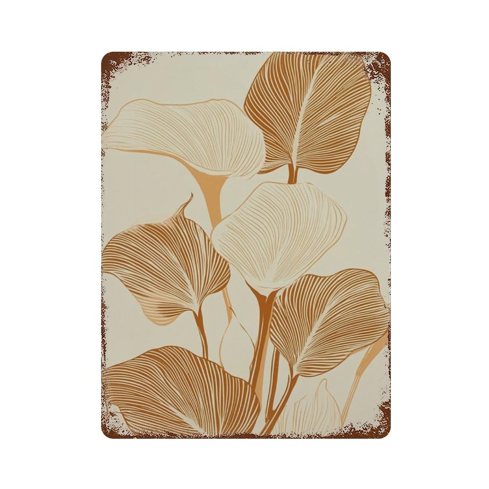 xiaoxiaoshen Botanical Leaf Minimal Line Modern Neutral Plant Wall Decor Art Metal Tin Poster Modern Home Decor Art Home Bar Shop Decorations Vintage Sign 40x30cm