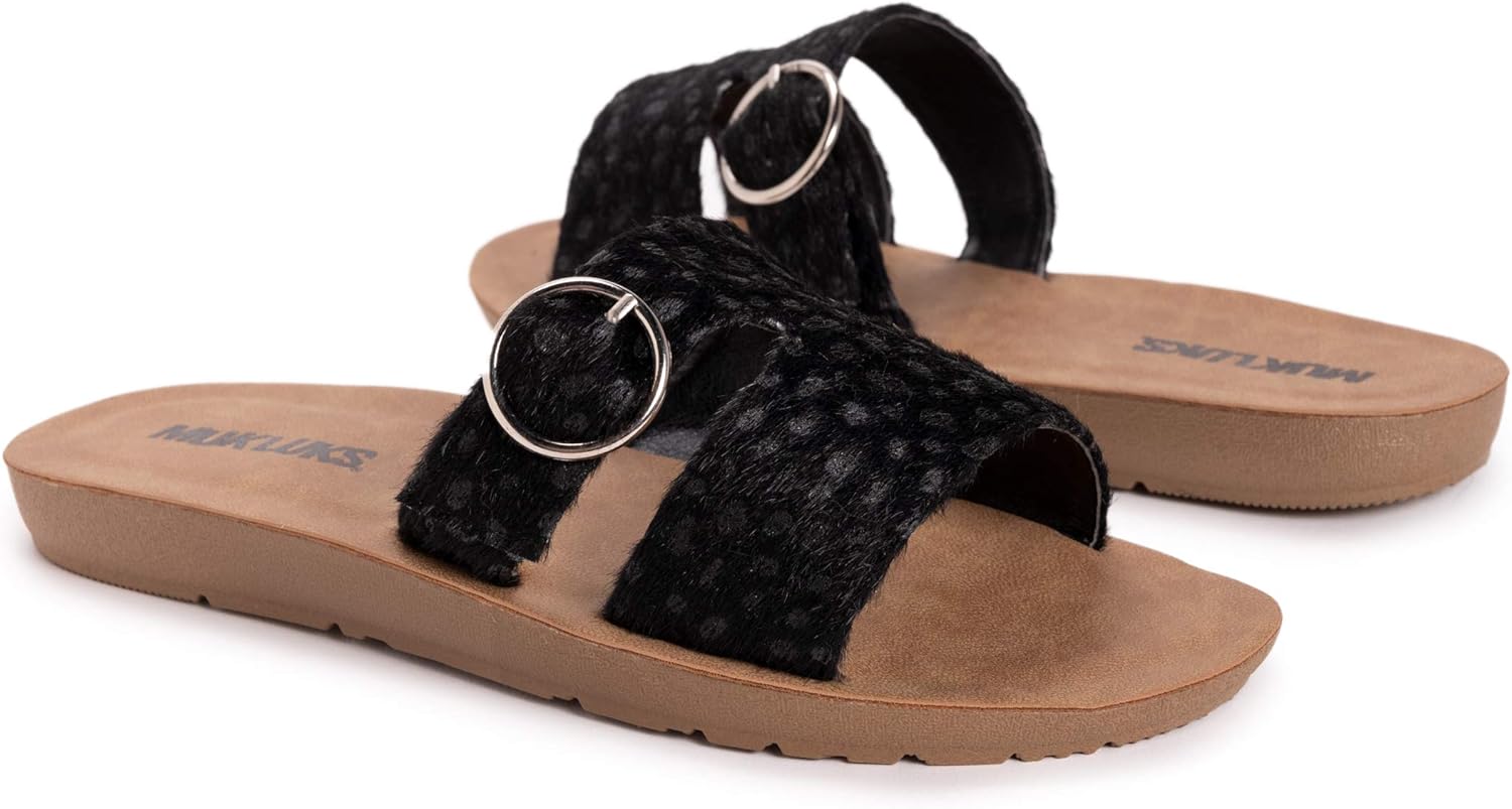 MUK LUKS womens About You - Black Slide Sandal, Black, 8 US