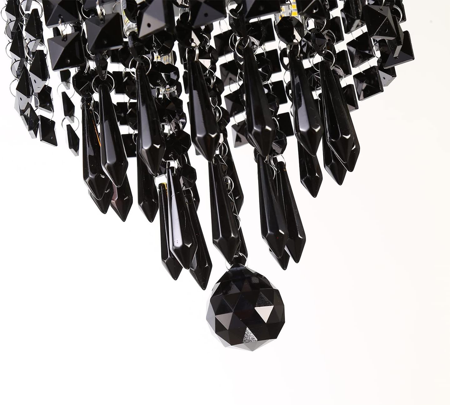 Mini Chandelier 3 Lights Black Crystal Chandelier Lighting,Elegant Modern Flush Mount Ceiling Light Fixtures for Bedroom,Hallway,Closet,Aisle