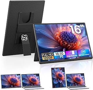Redalf 16" Portable Monitor, 1200P FHD Ultra Slim Laptop Screen Extender