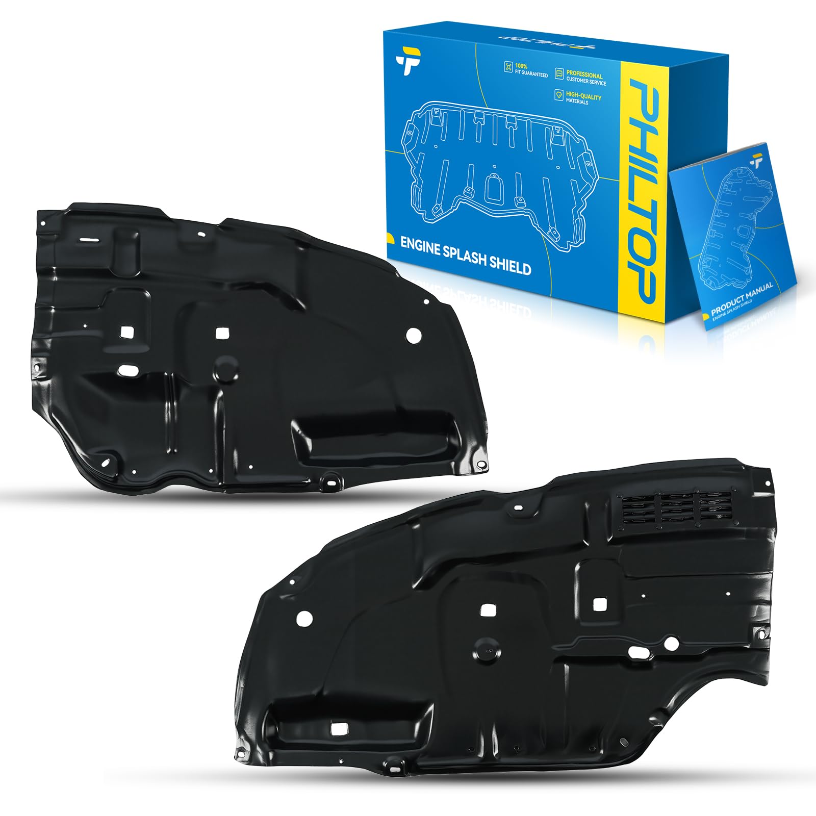 PHILTOP Front Lower Engine Splash Shield Under Cover Compatible with 2011-2012 Toyota Avalon TO1228173 TO1228172