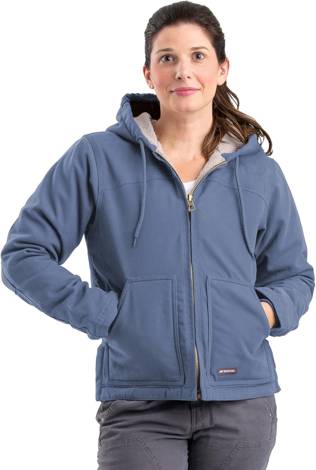 Berne Women's Sherpa-Lined Softstone Duck Hooded Jacket
