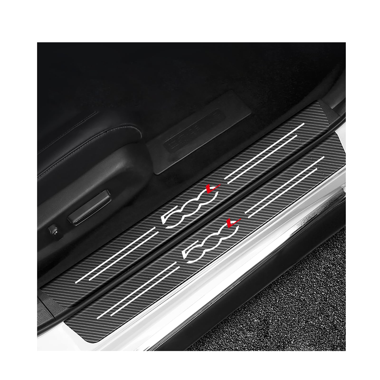 Generico 4 Pezzi Fibra di Carbonio Battitacco Sticker per Fiat 500L,Pedale Protezione Adesivi Decorativo Accessorio Auto
