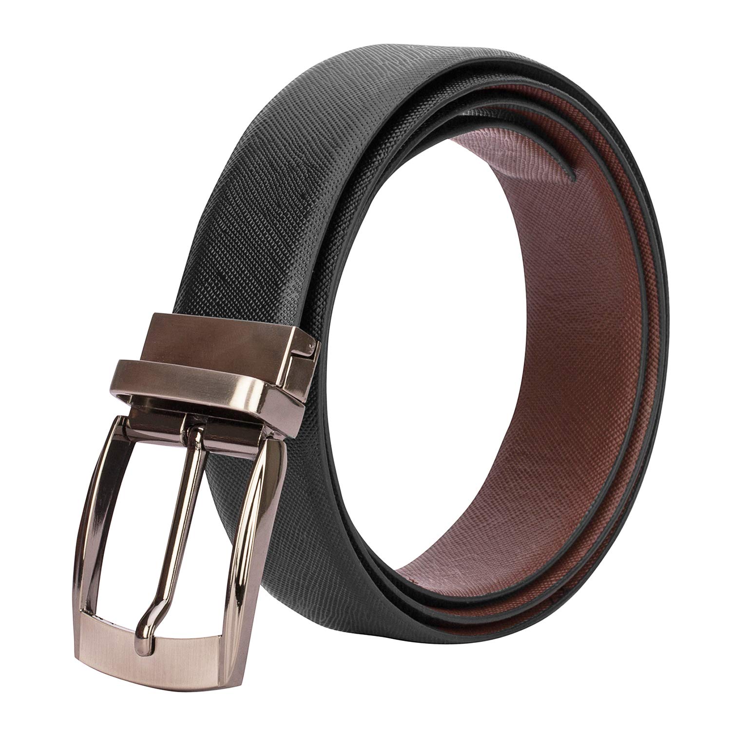 Jungler Men Formal Brown & Black Slim Sufiyano Genuine Leather Reversible Belt(Size:36)
