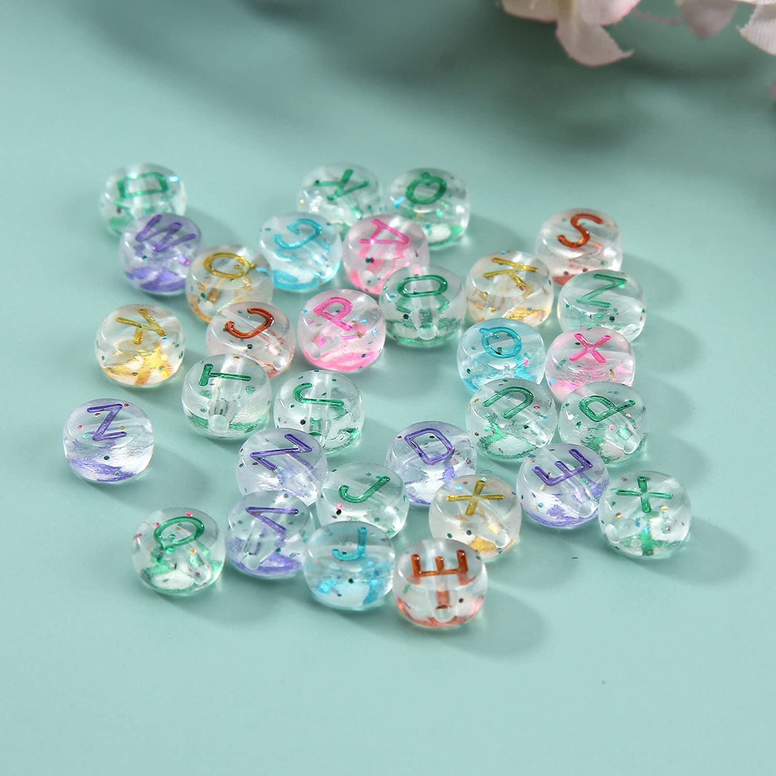 300pcs Clear Acrylic Alphabet Letter Beads 10mm Flat Round Disc Coin A-Z Colourful Letter Pattern Loose Spacer Beads Charms for DIY Necklace Bracelet Jewelry Making - Image 3