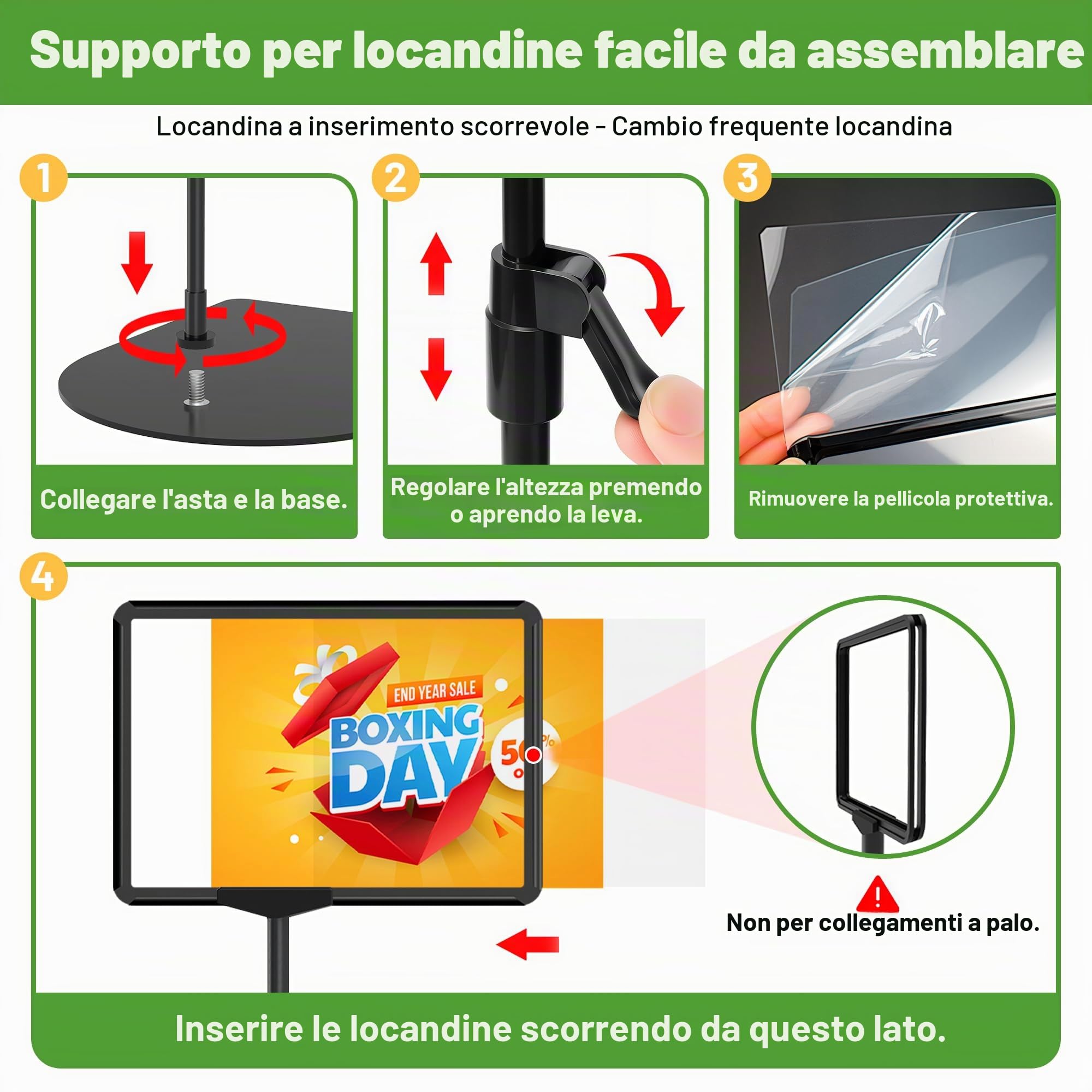 Confezione da 6 supporti per poster, formato A4, supporto per cartelli da tavolo, supporto regolabile per segnaletica, menù pubblicitari, espositori per affari, ufficio, ristorante