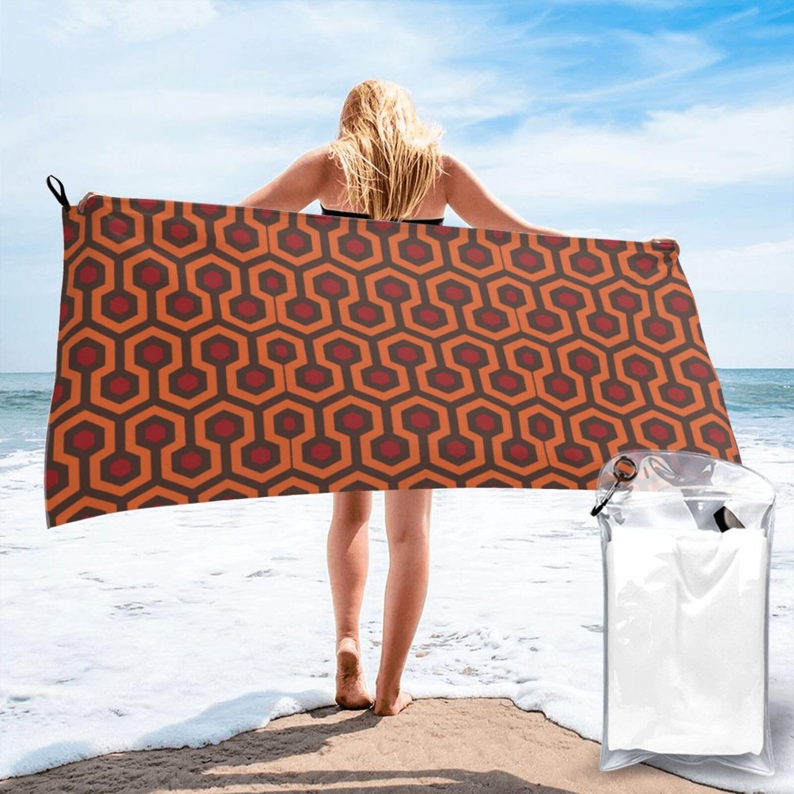 AUGUSTRUSH Shining Overlook Quick Drying Towel, Lightweight Microfiber Beach Towel For Adults, Sand Free Beach Towel With Pocket, Oversized Super Absorbent Towels For Traveling Swimming Camping Yoga