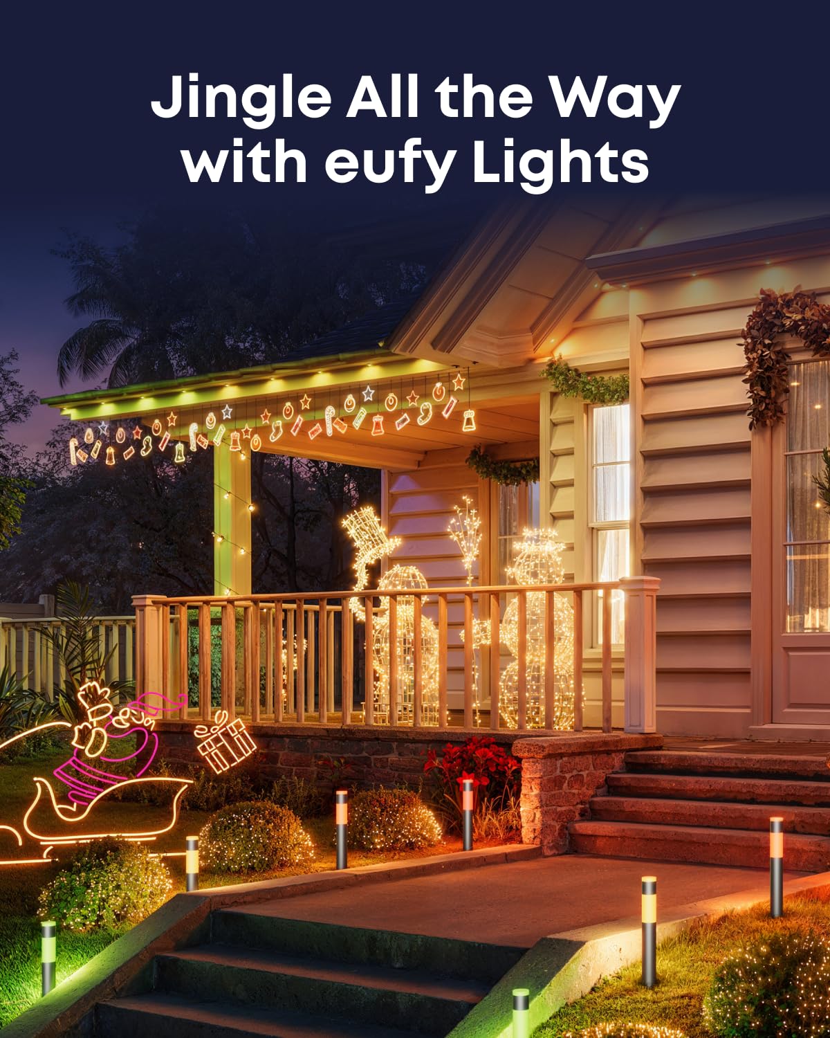 eufy Outdoor Pathway Lights E10, 4-Pack, Smart Wired RGBWW LED Landscape Lights, 350lm - Image 2