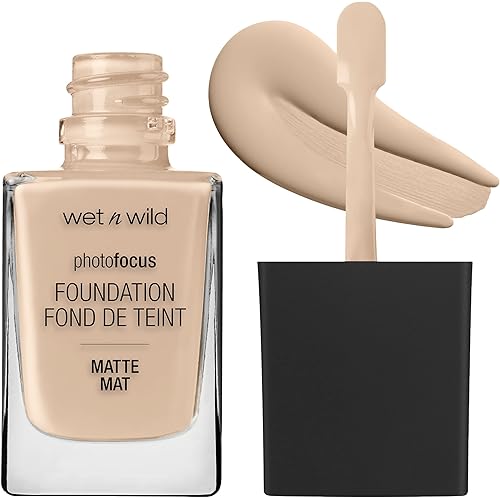 wet n wild Photo Focus Matte Liquid Liquid Foundation Shell Ivory, Vegan & Cruelty-Free