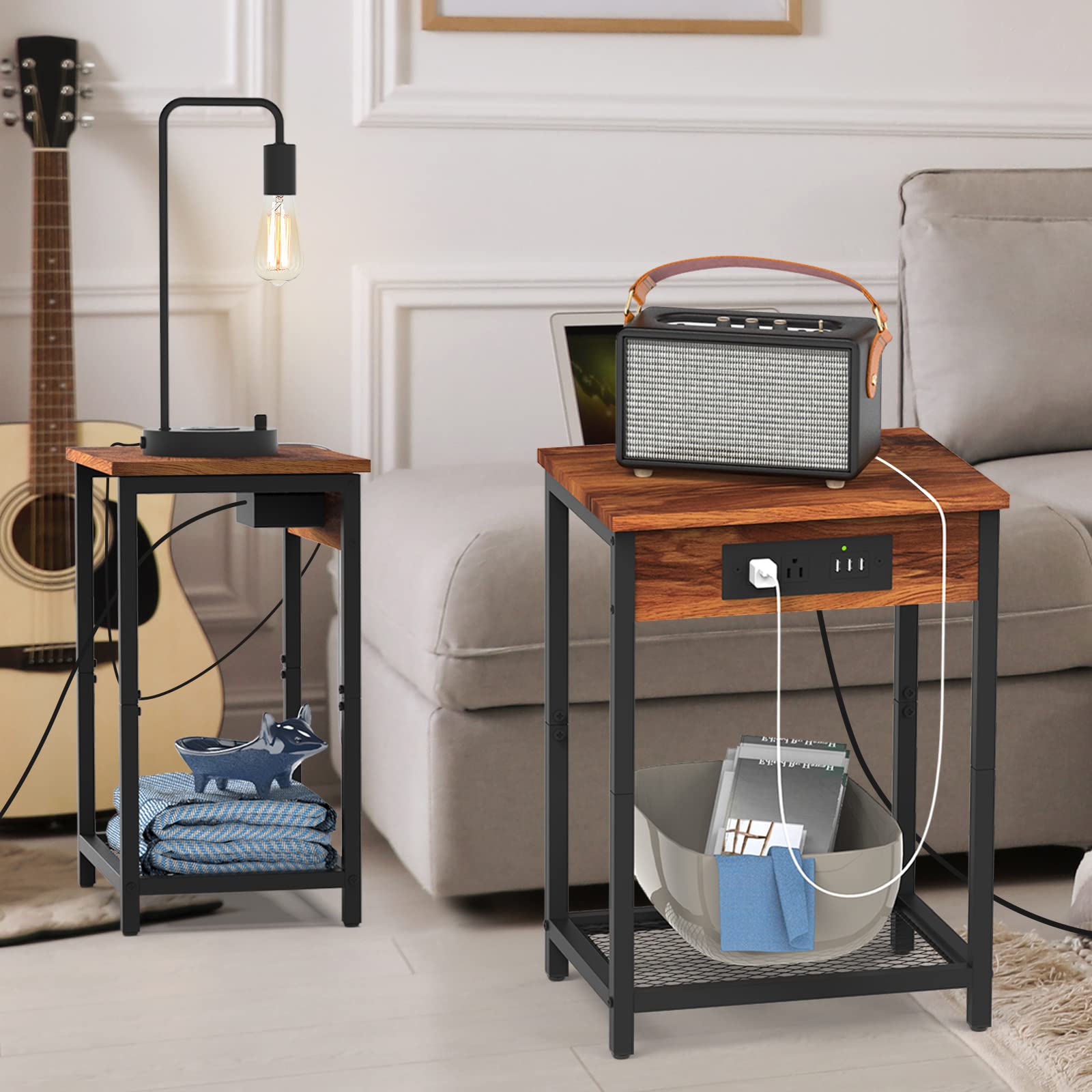 CADUKE Beistelltisch 2er Set, Industriebraun