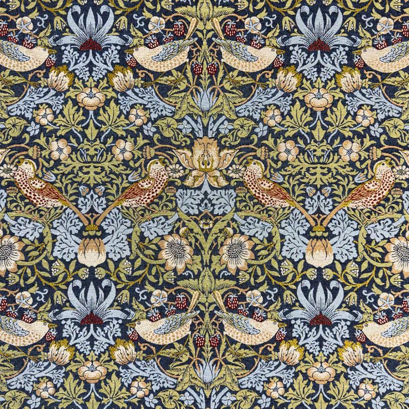 William Morris Upholstery & Curtain Tapestry Fabric,Heavyweight Vintage Floral Material,140cm Wide,Ideal for Sofas, Chairs, Cushions (Strawberry Thief Navy, 10 Metre) – Discount Fabrics LTD