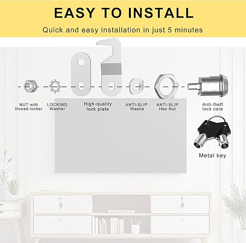 Miniatura 10 de inBovoga 1 paquete de cerraduras tubulares de leva, reemplazo de cerradura de caja de herramientas, cerradura de leva de 58 pulgadas con llave