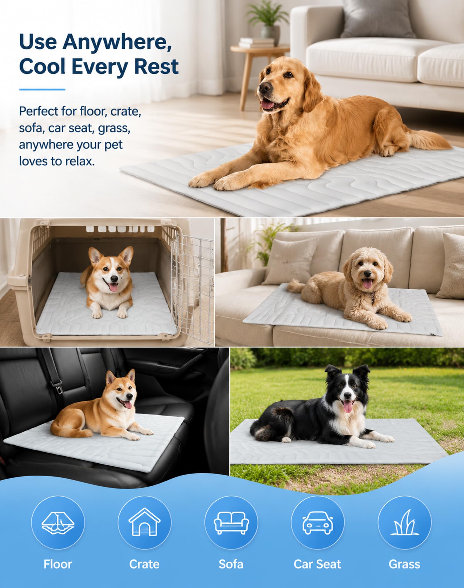 Pawfroste Manta Refrescante Para Perros, Fresco Al Instante (Beige L) | Alfombrilla Refrescante Para Perros, Fácil De Limpiar, Resistente a Arañazos Y Al Desgaste, Ideal Para Uso En Exteriores