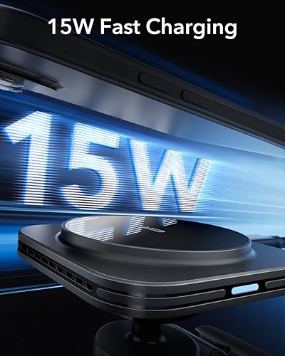 Miniatura 3 de ESR Cargador de montaje para automóvil MagSafe + adhesivo ESR MagSafe 360, anillo MagSafe, compatible con cargador de coche MagSafe, ventilación de