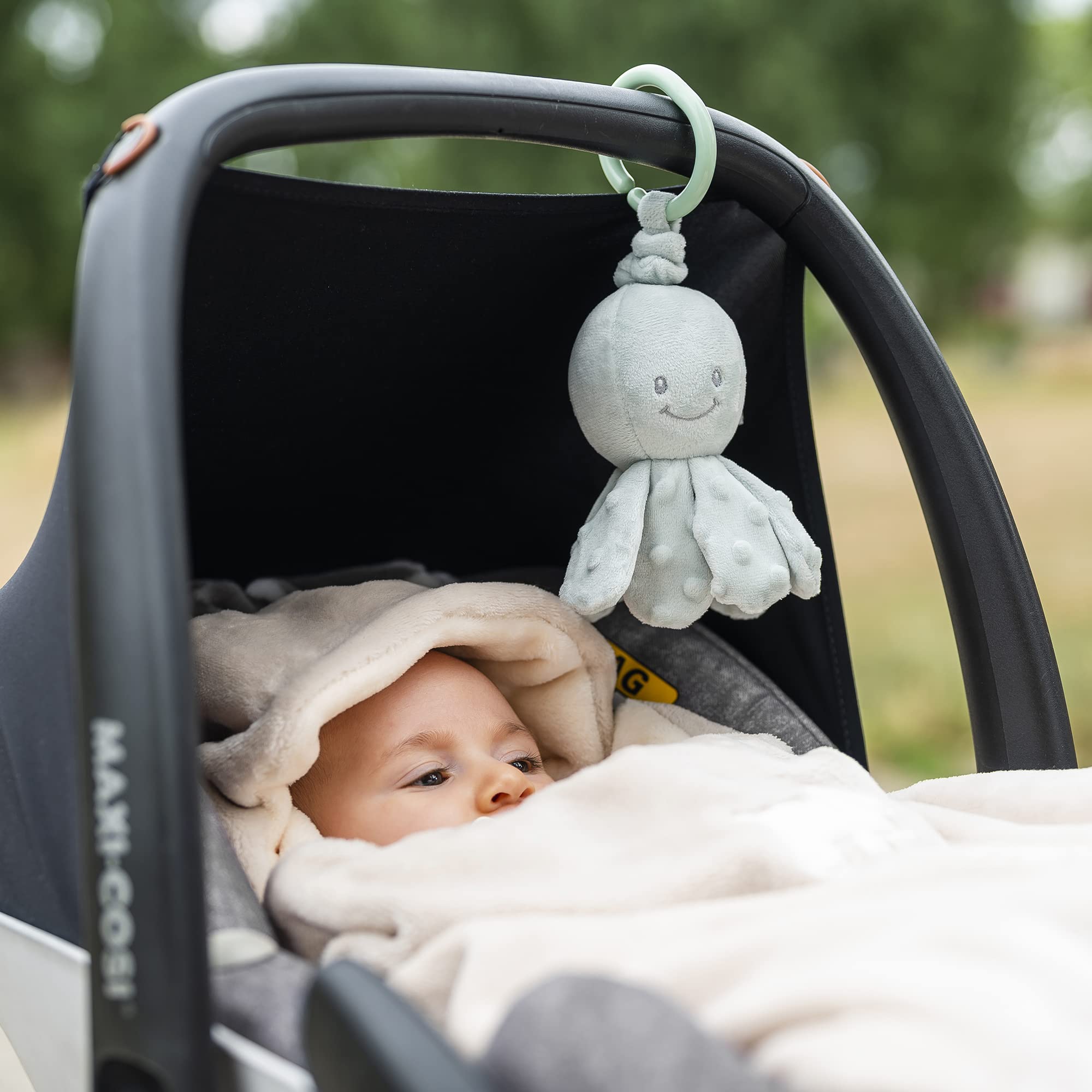 Nattou Pram Toy Lapidou - Vibrating Octopus Sage Green, Octopus (Sage Green) - Image 3