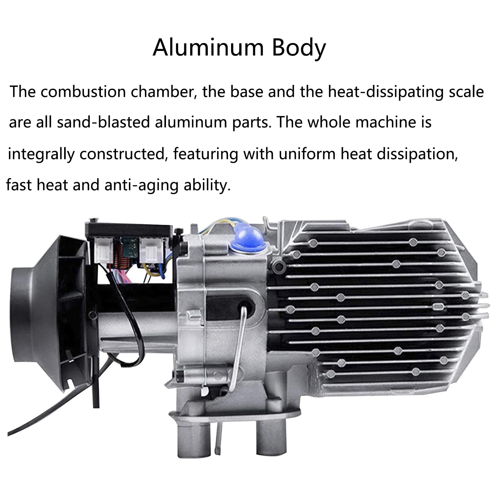 Chauffage Diesel 12V 5KW Réchauffeur D'air Diesel avec Télécommande Interrupteur LCD, Chauffage Stationnaire Diesel Tout-en-un pour Camion, Voiture, Camping-Car, SUV,Noir,1 Hole