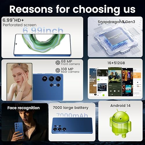 Miniatura 3 de I25 Ultra Smartphone 16+512GB  Android 14  Snapdragon 8 Gen 3  Cámara dual de 68MP+108MP  Batería de 7000mAh  Pantalla FHD+ de 6.99 pulgadas  Supera