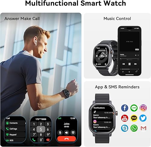 Miniatura 2 de KOSPET Pulse - Relojes inteligentes para hombre, llamadas y respuesta Bluetooth, duración de la batería de 25 días, AMOLED de 1.96 pulgadas, Negro